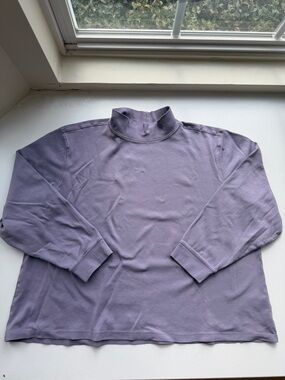 L.L. Bean 100% Cotton Women’s Lavender Mock Neck Pullover 3X Plus Size